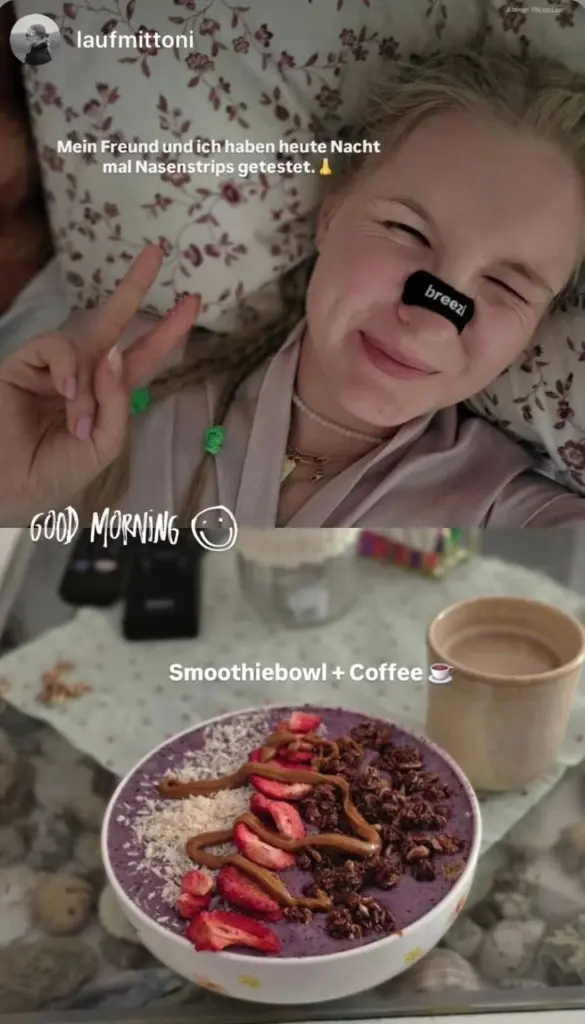 Instagram Story von laufmittoni mit Breezi Nasenpflaster